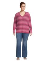 Terra & Sky Women's Plus Size V-Neck Sweater, Sizes 0X-4X - Image 2