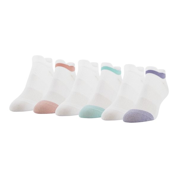 Peds Womens All Day Active No Show Socks with Double Tabs,6 Pairs