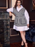 ELOQUII Elements Women's Plus Size Layered Look Shirt and Sweater Dress - Image 2