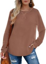 Fantaslook Plus Size Sweatshirts for Women Crewneck Casual Tunic Tops Loose Long Sleeve Shirts - Image 2