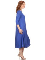 Women's Casual Basic Comfy 3/4 Sleeve Flare A-line Midi long maxi Dress - Image 3